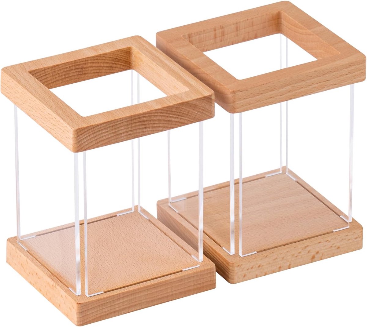 Wooden Pencil Holder, Acrylic Desk Organizers, 2 Pack - ShopVlot