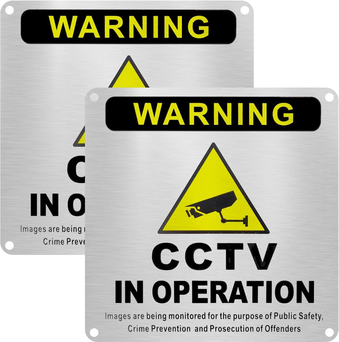 CCTV bord 15x15cm - zelfklevend met voorgemonteerde gaten - geel en zwart - waarschuw voor cameratoezicht - ShopVlot