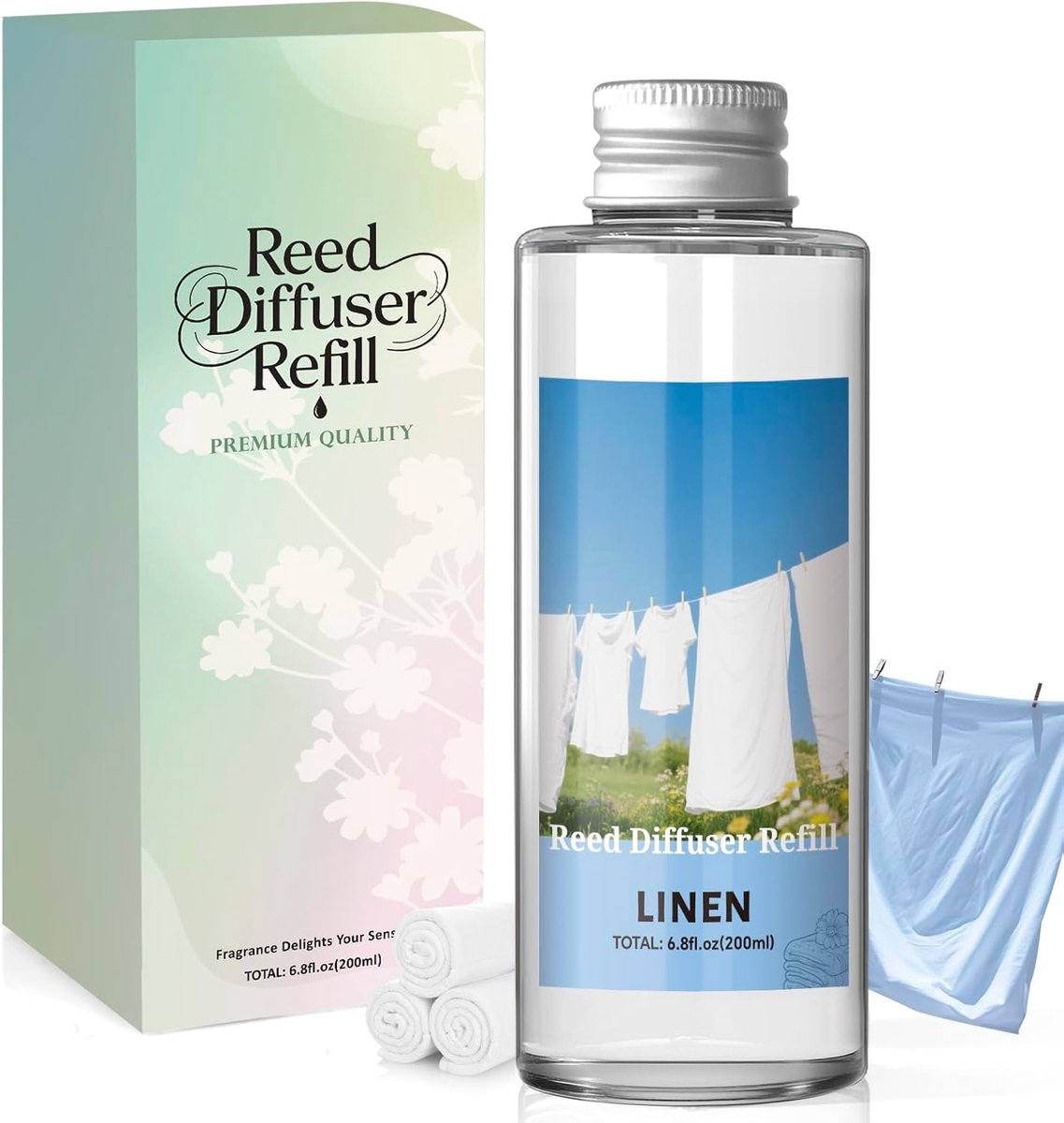 SnelShoppen - Air Freshener Refill 200ml Geur Diffuser Navulling Linnen Fragrance voor Slaapkamer, Badkamer, Kantoor, Woondecoratie