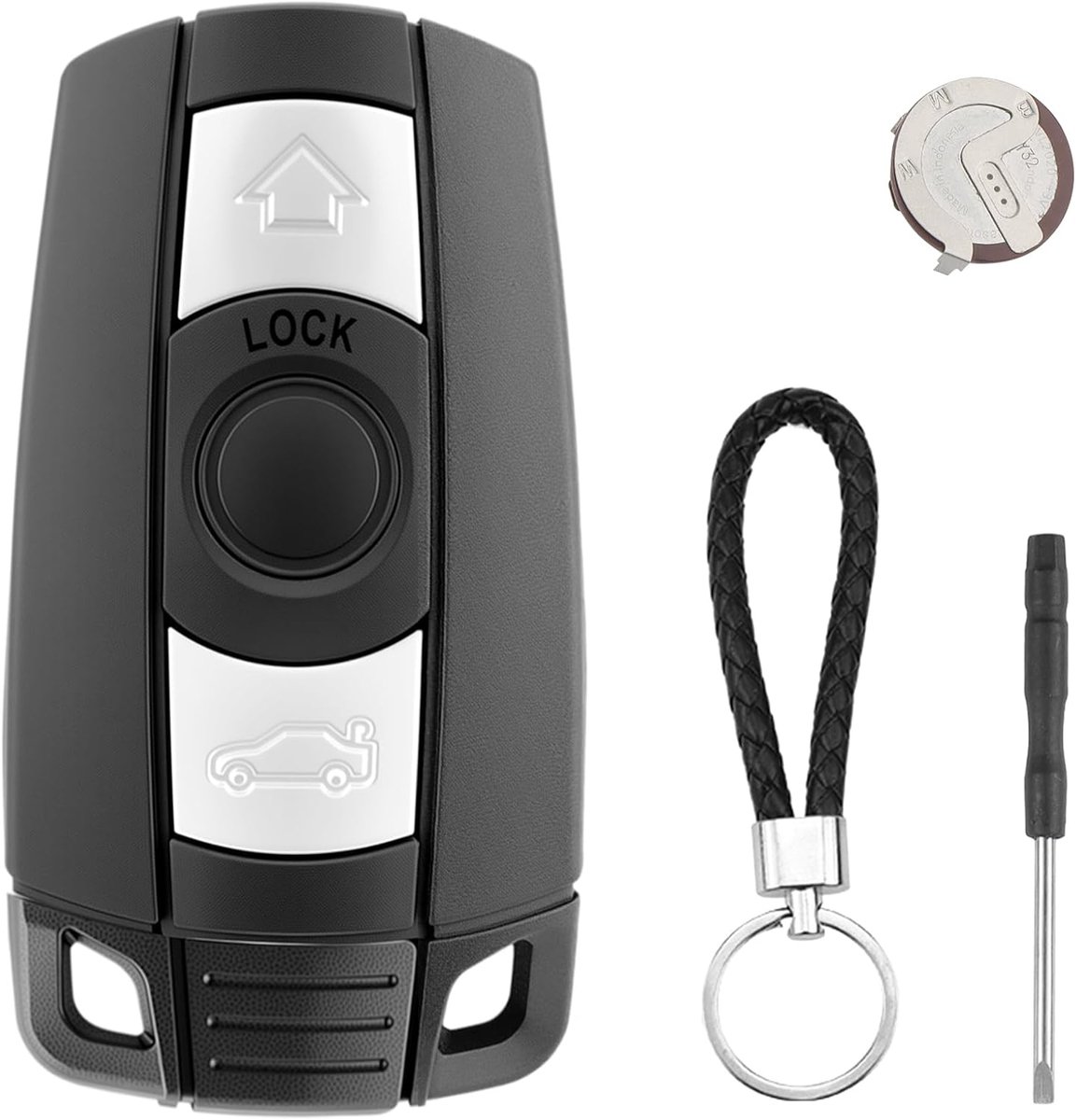 KingYH car key housing with LIR2025 battery 3 button remote key housing for B-W Series1 2 3 5 6 X1 X5 E81 E82 E87 E88 - ShopVlot