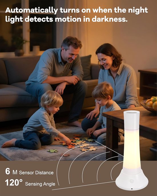 Nachtlampje met bewegingssensor - oplaadbaar nachtlampje - nachtlampje voor naast het bed - geschikt voor slaapkamers, gangen en badkamers, waardoor het een perfect verjaardagscadeau is voor mannen, vrouwen en kinderen van alle leeftijden. — afbeelding 5