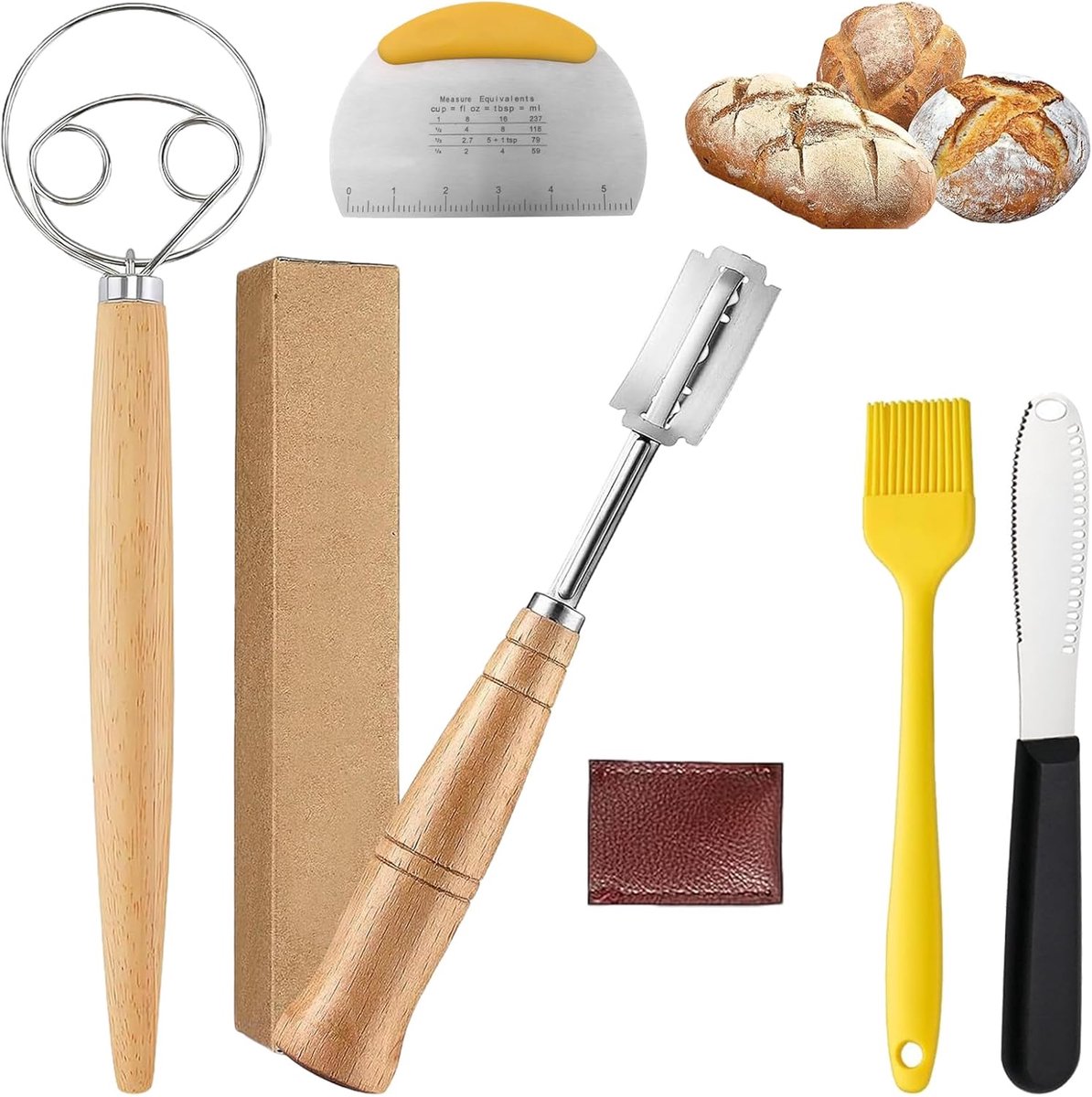 SnelShoppen - Baker's Knife, Deegmes, Deense Klopper, Mixstaaf voor Bakken in de Keuken, Broodmes voor Bakken, Snijden van Brood en Taarten, Ideaal vo