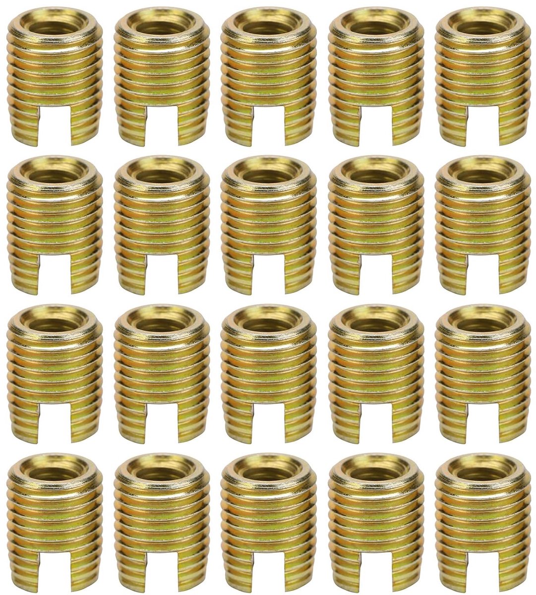 SnelShoppen - 20 Stuks Draad Inserts, Hout Draad Insert, Zelftappend, Binnenmaat M8 x 1,25, Buitenkant M12 x 1,5, Hoogwaardige Koolstofstaal, Vibratio
