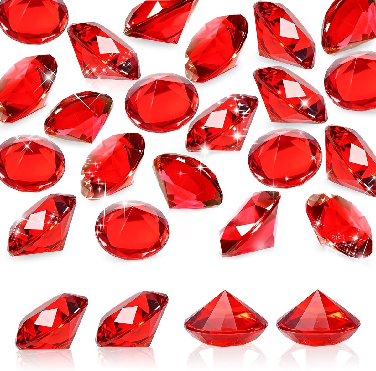 SnelShoppen - Grote Diamanten 30 mm Transparante Rode Diamantkristallen Decoratieve Stenen Tafeldecoratie Strooidecoratie Bruiloftset van 25