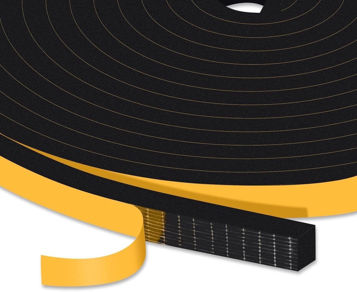 High Density Foam Tape 10mm(W) x 6mm(T), Self Adhesive Weather Stripping Seal, Home Window Insulation Door Draught - ShopVlot