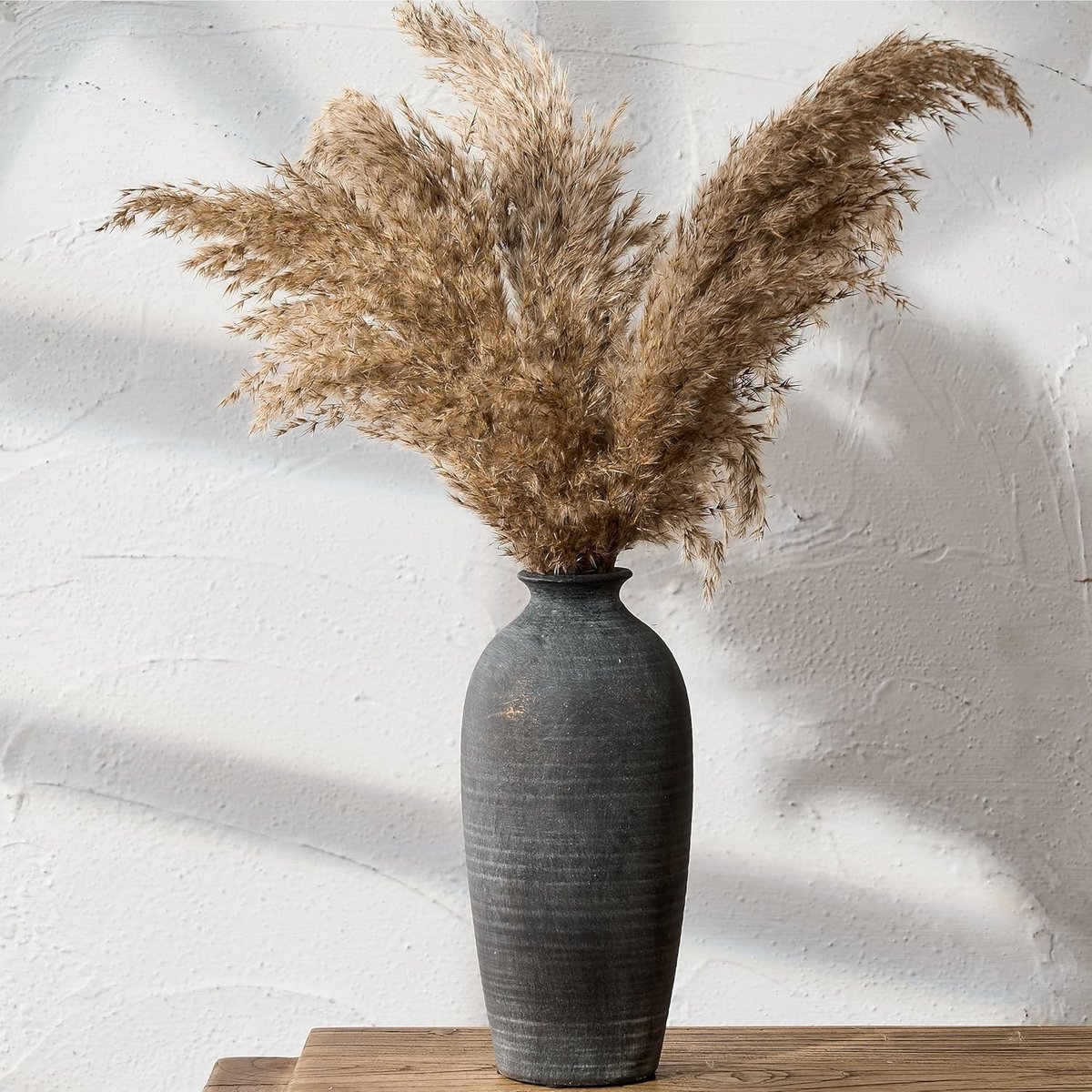SnelShoppen - Keramische Vaas Zwart Verouderd, Handgemaakt Terracotta, Rustieke Bloemenvaas voor Woonkamer, Slaapkamer, Keuken, Entree, Antiek Design