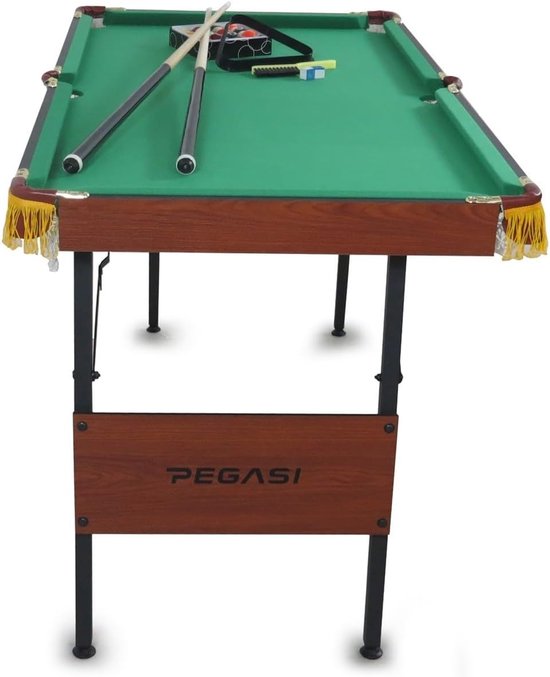 Inklapbare Pooltafel - Mini Biljarttafel - Thuis Spelen - Compact Opvouwbaar - 140 x 73 cm - Houtkleurig — afbeelding 2