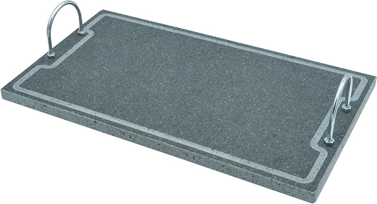 Grillpan Lavasteen - Serveerschaal Bakplaat - Gerechten Bereiden - Natuurlijke Antiaanbaklaag - 60x30x2 cm - Grijs