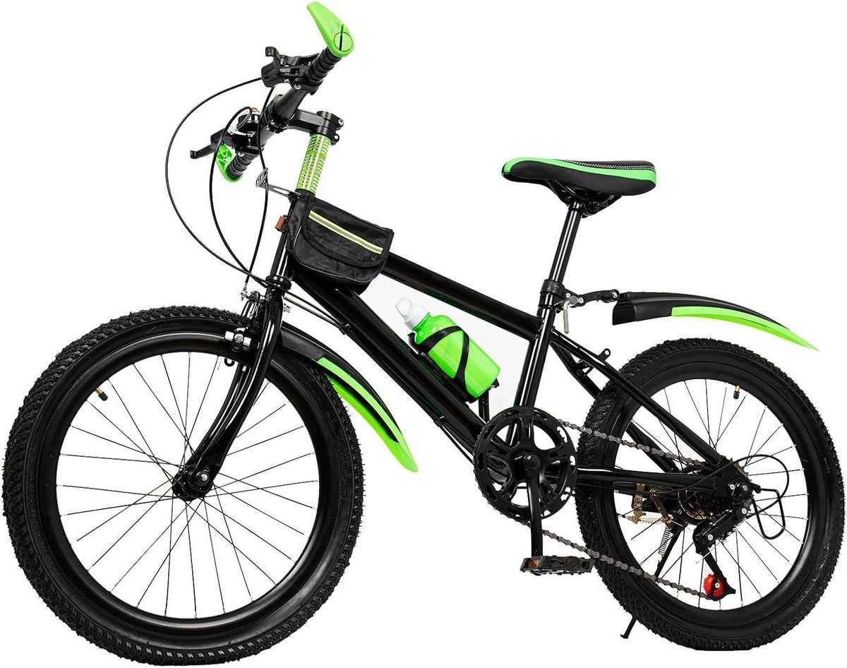 Kinderfiets Mountainbike Stadsfiets Jongens Buiten Fietsen Dubbele Schijfremmen 130-150 cm Groen