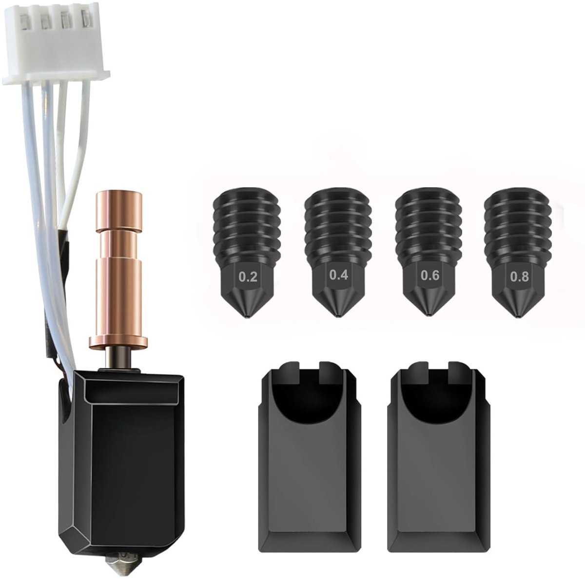 3D Printer Upgraded Fast Heating Kobra S1 Extruder Keramische Verwarmingsbuis Hot End Kit, Cobra S1 Combo Kit bevat 4 geharde stalen nozzles (0,2/0,4/0,6/0,8) en 2 siliconen sokken