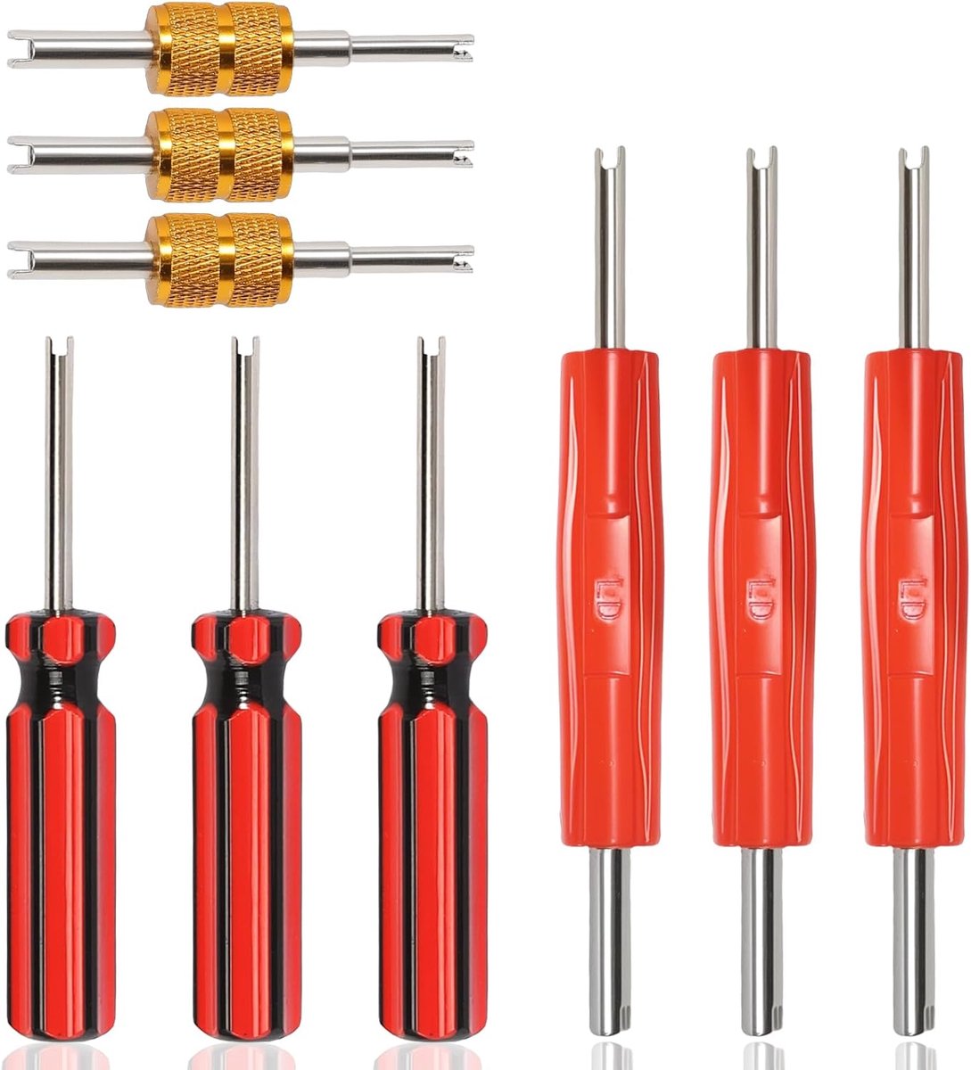 9 stuks ventielverwijderaar, ventielsleutel, autoventiel, sleutel, bandenventiel, gereedschap, bandenventielverwijderaar voor auto, motorfiets, fiets, bandenreparatiegereedschap