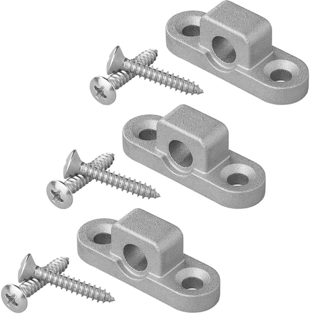 Horizontale Luifelogen Set van 3 Metalen Beugels | Zink-aluminium legering met rvs schroeven. Voor stabiele montage van luifeldakstangen aan caravan- of camperwanden.
