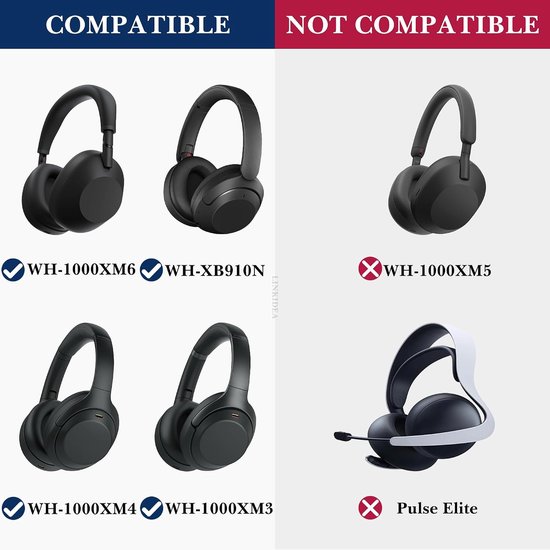 draagtas voor hoofdtelefoons, compatibel met Sony WH-1000XM6, WH-1000XM4, WH-1000XM3, WH-XB910N, MDR-1000X en meer. Beschermende harde reistas met opbergvak voor kabel en oplader (zwart). — afbeelding 2