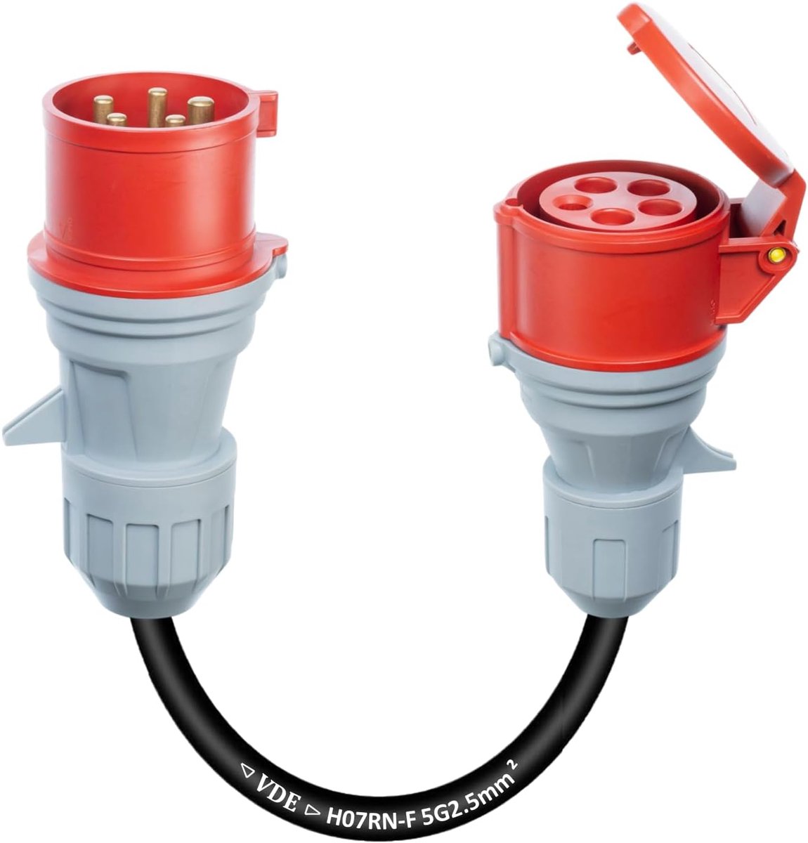 3-fasen 16/32A stekker op 32/16A koppeling adapter, draagbaar, met beschermkap, waterdicht IP44, geschikt voor industrie en huishouden (32-16)