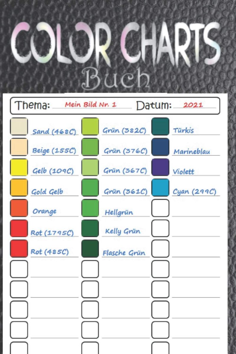 Charts Buch: Farbkarten Buch mit 56 separaten Farbkarten und 2520 Ausmal- und Füllflächen zum Organisieren, Testen und Aufzeichnen Ihrer Farbsammlungen an einem Ort