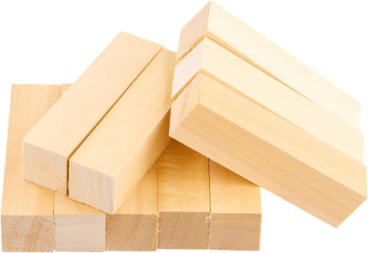 10 stuks snijhout lindehout, zachte houten blokken van lindehout om te snijden, blanco snijwerk voor kinderen en volwassenen, geschikt voor beginners en professionals, ideaal voor