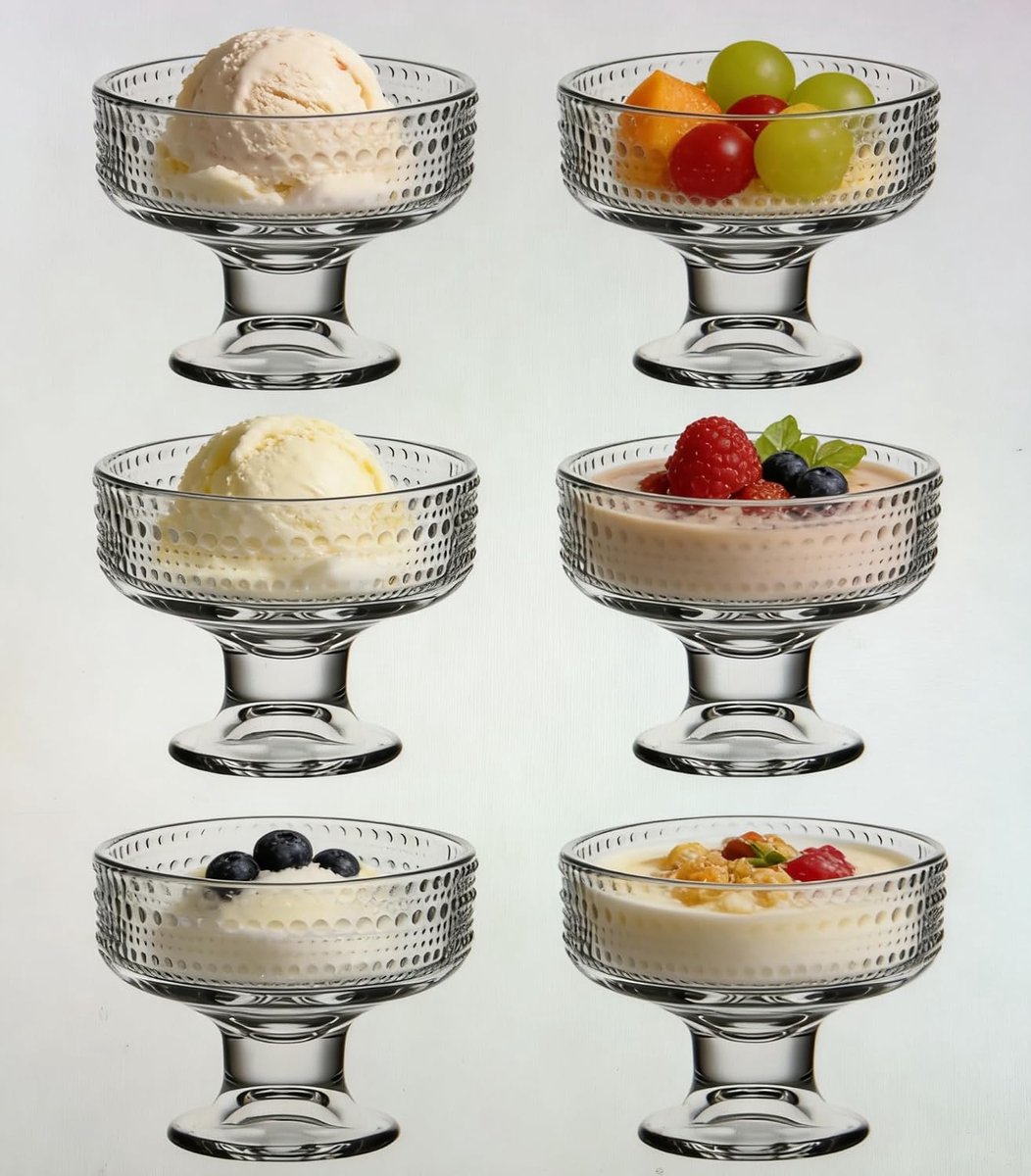 6-delige set, 200 g, schattige stippen, dessertkommens/bekers, perfect voor dessert, ijsbekers, ijs, fruit, salade, snacks, cocktail, specerijen, kleinigheden en verjaardagsfeestjes (stippen)