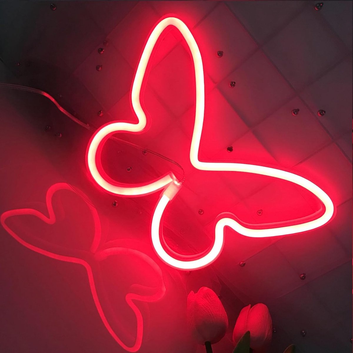 Lichtgevende Vlinderteken Jongen/meisje Slaapkamer Decoratie Verjaardagscadeau LED Licht Laag Energieverbruik Winkelraam Decoratie kan plat of opgehangen worden aan de muur
