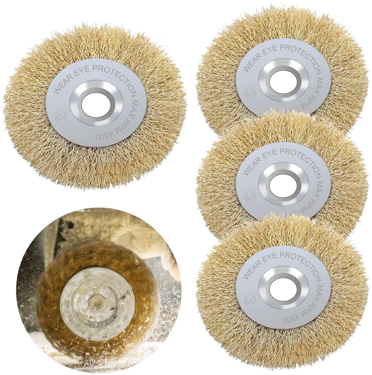 Set van 4 messing voegenborstels voor grondige reiniging - 10 mm breedte