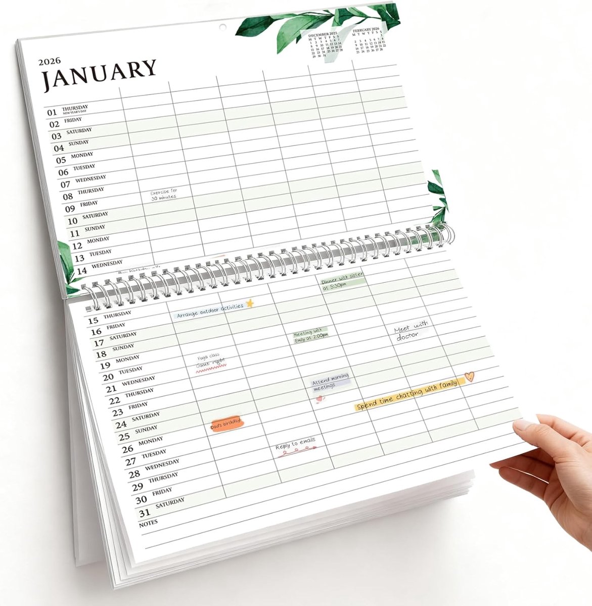 Familiekalender 2026 UK Gezinsplanner, 18 Maanden Overzicht Wandkalender, Jan 2026 - ShopVlot