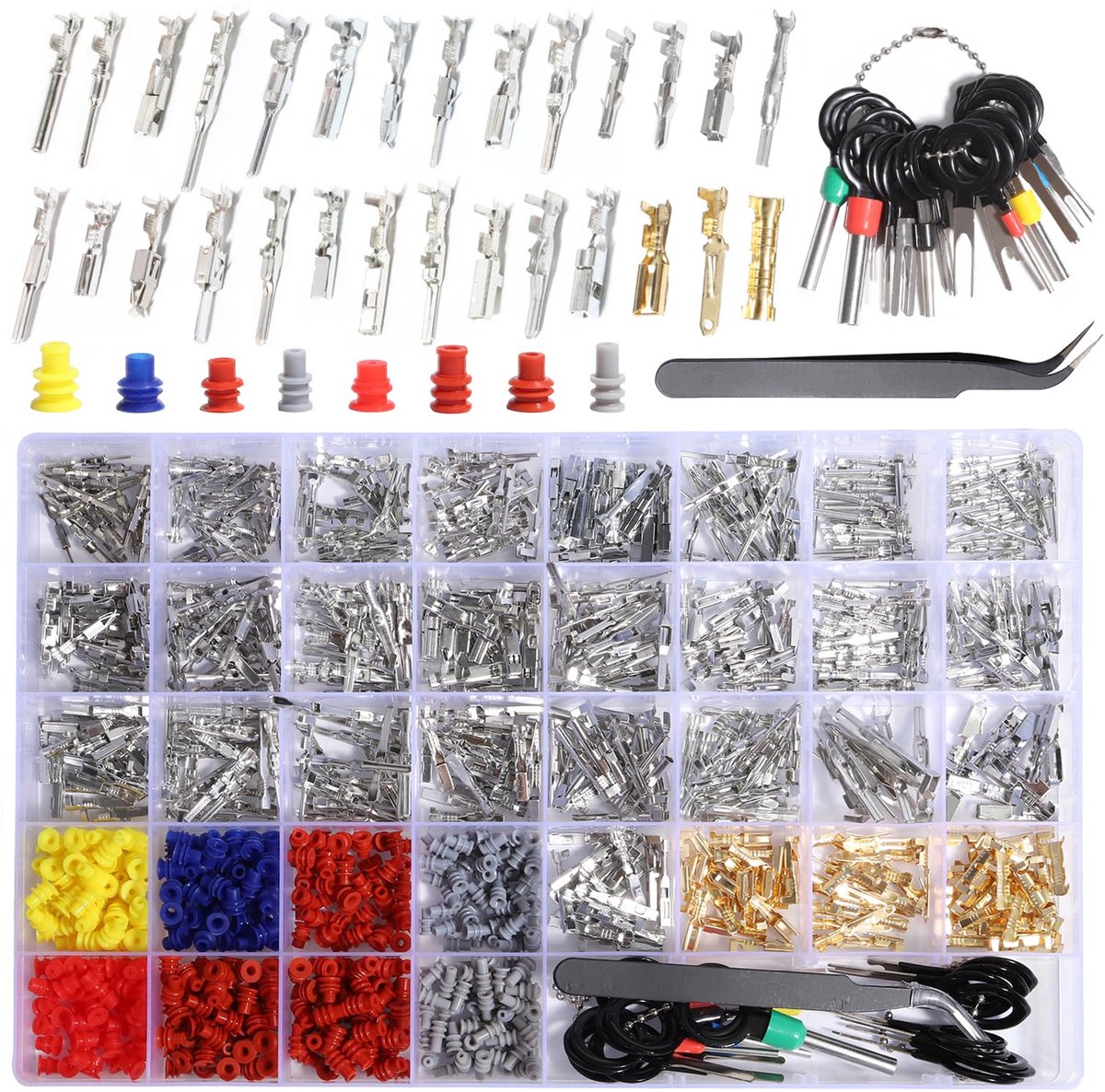 Pins Kit Gekrimpde Aansluitstift Auto Auto Elektriciteit 1/1,5/1,8/2,2/2,3/2,5/2,8/3,5 mm Mannelijke en Vrouwelijke Draadafdichtingen Verwijderen Gereedschapsset Motorfiets ATV