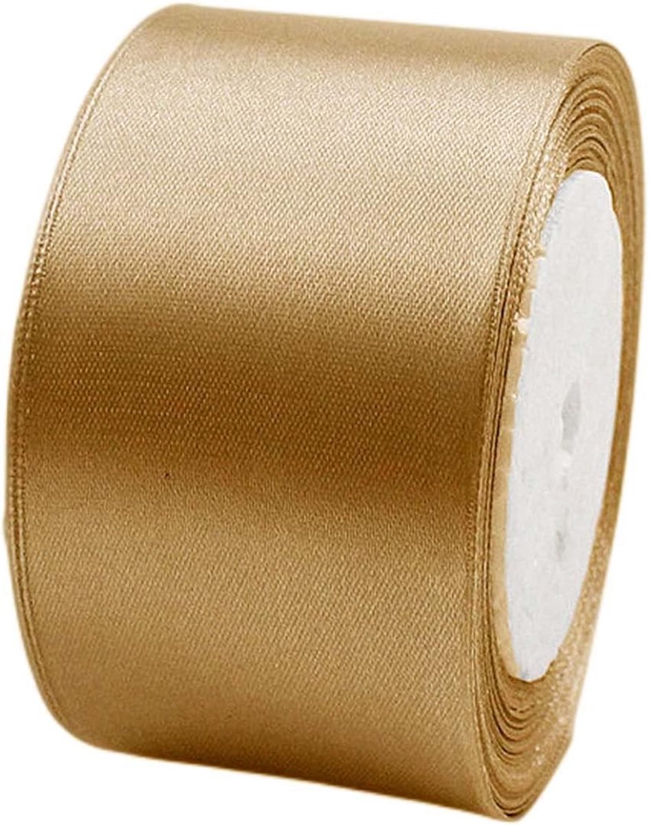 Lint Champagne Goud 50mm,22 Meters Satijnen Linten, Decoratie Zijden Linten, Cadeaulint, Autolint,Stoffen Linten van Zijde en Satijn, voor Bruiloft, Feest, Verjaardag,Valentijn Party