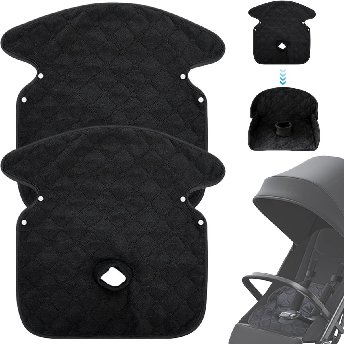 SnelShoppen - Set van 2 Autostoelbeschermers voor Kinderen, 38 x 40 cm, Opvouwbaar met Drukknopen, Waterdicht, Beschermt tegen Luierlekkage, Voor Auto