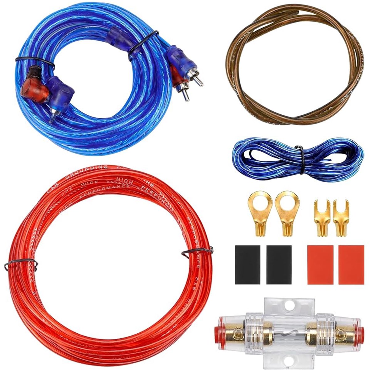 versterker kabelset aansluitset, 10GA auto versterker kabelset subwoofer kabelset eindversterker kabel, 1500w auto audio draad 4,5 m installeren connector set voor auto audio