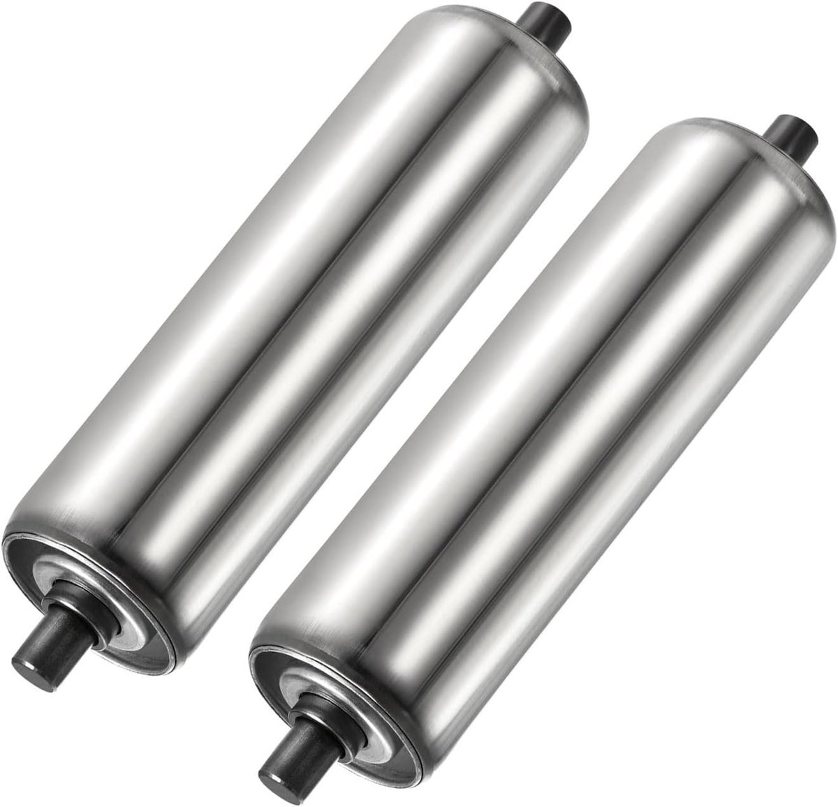 2 stuks transportrol, roestvrijstalen rolvervanging | soepele beweging, geweldig voor fabrieken, gebruik in magazijnen (zilver, 5,08 cm diameter, 20,32 cm lengte)
