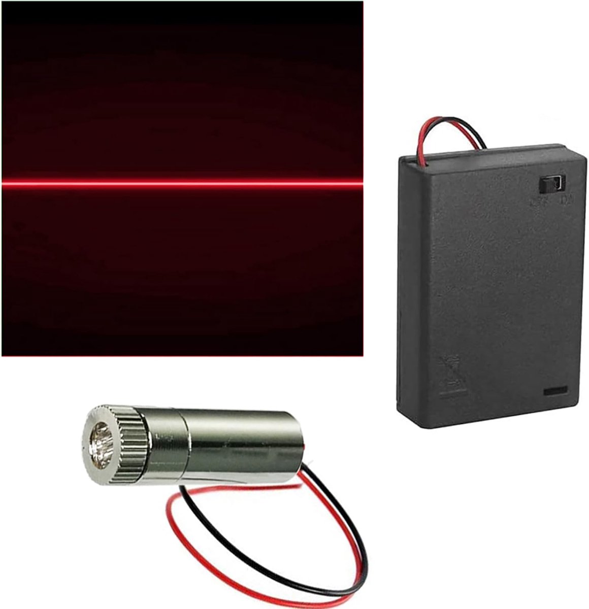 1 stuk 650nm 3-5V rode laserlijn module diode met driver kunststof lens + 1 x AA batterijhouder