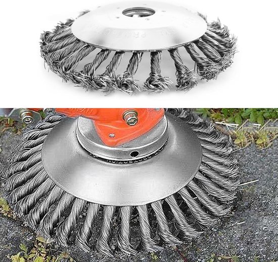 SnelShoppen - Weed Brush 150mm - Onkruidborstel, Borstelslijper, Stalen Borstel, Rond, 25.4mm Gat, Voor Tuin, Onkruidverdelger, Stevige Draadborstel — afbeelding 3
