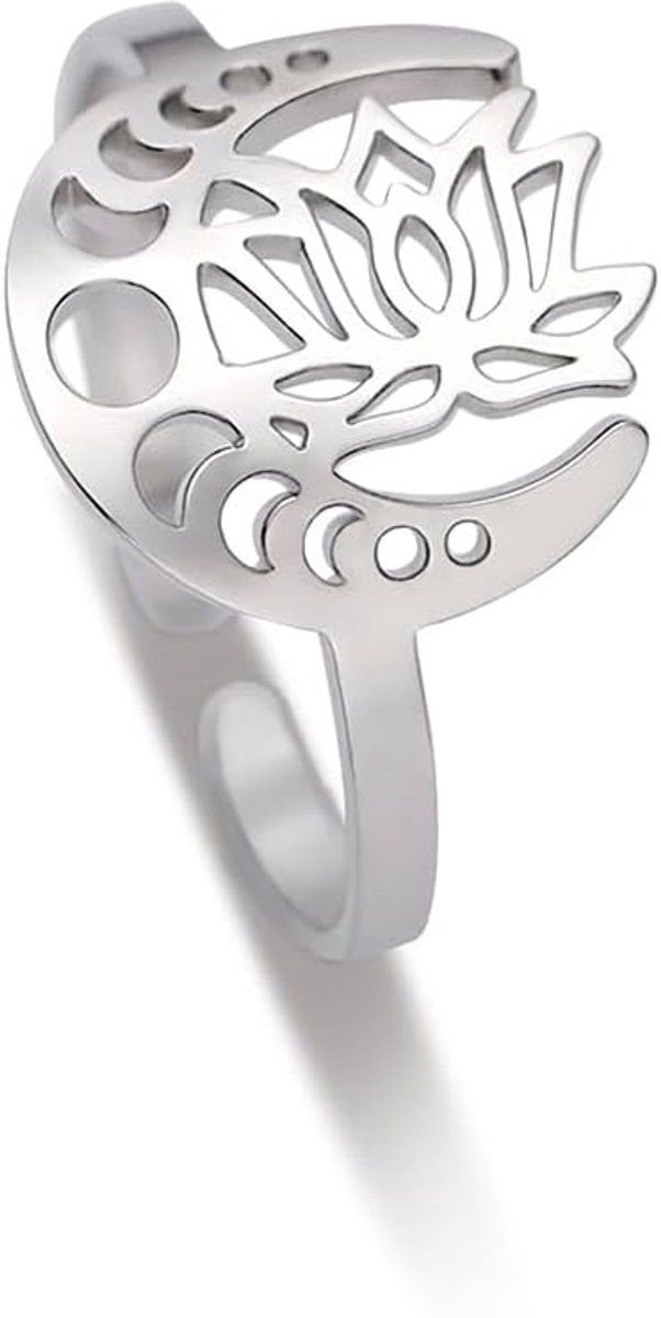 Ringen voor vrouwen meisjes verstelbare roestvrij stalen open vinger lotus bloem yoga ringen trendy bohemian sieraden