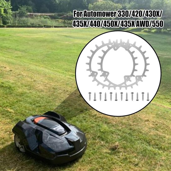 grasmaaier spikes voor Husqvarna Automower 420/320/430X/435X/440/450X, 252mm Robotmaaier Wiel Spikes met 18 stks schroeven, tractie verbetering voor Husqvarna — afbeelding 2