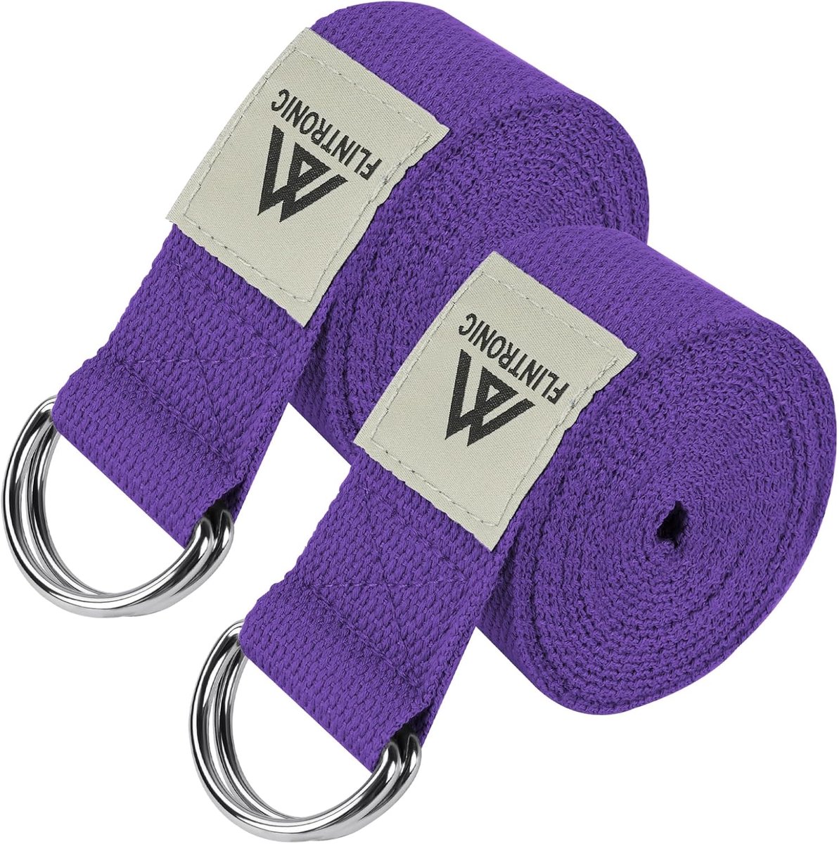 SnelShoppen - Yoga Band met D-Ring, Stretchband van 100% Katoen, 1.85m Lang en 3.8cm Breed, Ideaal voor Yoga en Pilates, Geschikt voor Beginners en Ge