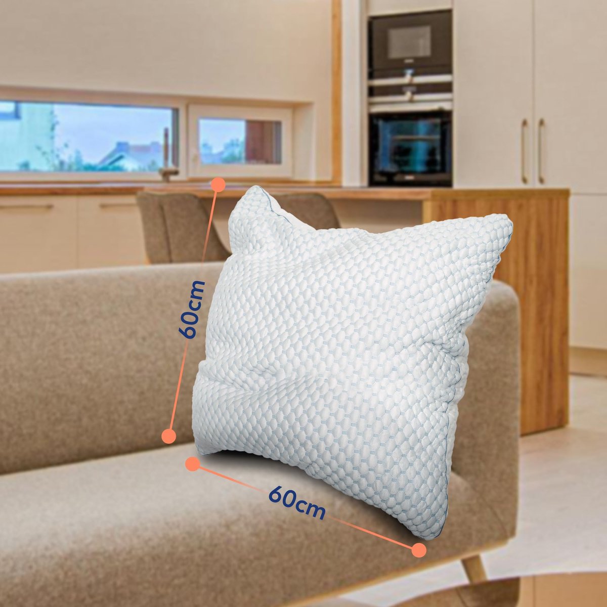 SnelShoppen - 2 Stuks Ergonomisch Kussen 60x60 cm - Zacht Wolkkussen van Traagschuim met Verkoelende Gel - Ideaal voor Rug-, Zij- en Buikslapers - Sla