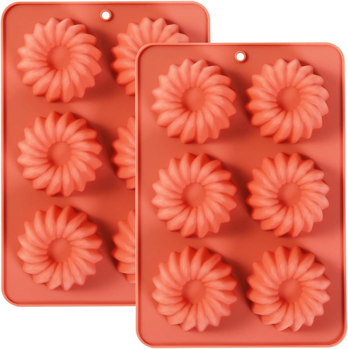 Mini cakevormen set van 2 - siliconen - terracotta - ideaal voor bunte cakes - SnelShoppen