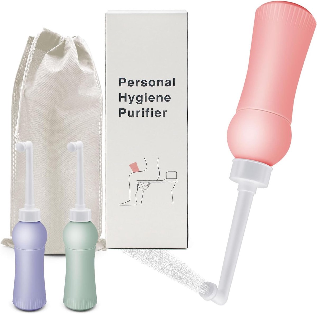 500ml Po douche met reisetui, intrekbare draagbare bidet voor reizen en thuis - Vervangt vochtige doekjes, bespaart toiletpapier, hygiënische intieme douche Po-douche voor vrouw kraambed (500ml-Roze)