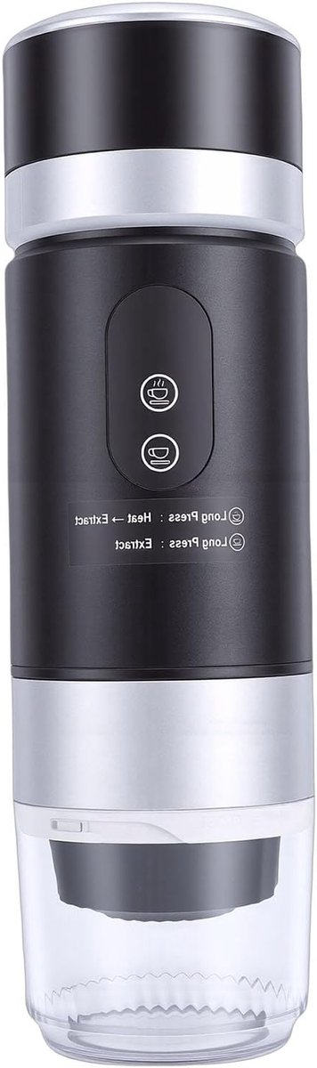 Draagbaar Koffiezetapparaat - Reis Koffiezetter - Koffie Onderweg - Compact Handheld Ontwerp - 28H cm - Zwart