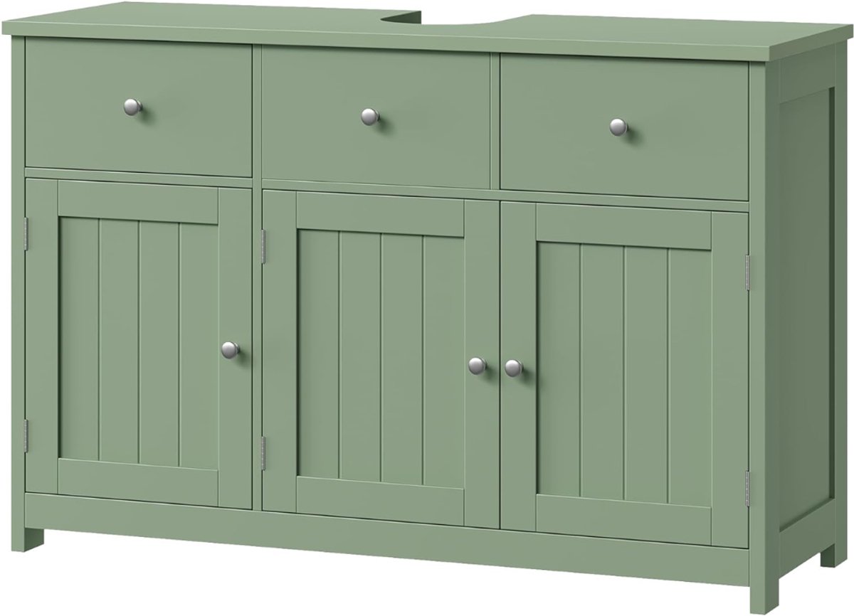 Zavio® Wastafel Onderkast - Met Uitsparing - Badkamer Meubel Kastje - Groen