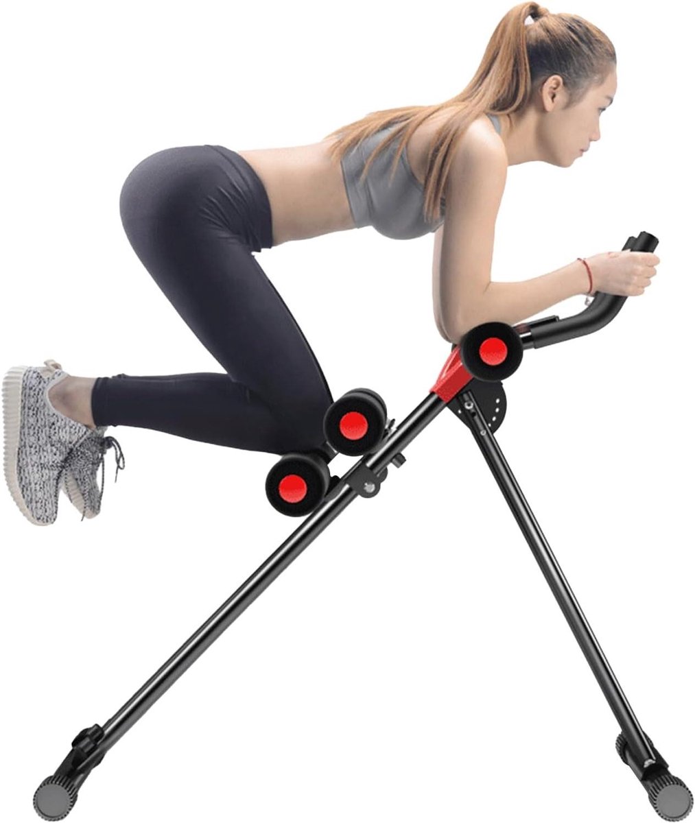 Abdominale Roller - Buikspieroefeningsapparaat - Full Body Workout - Dual-Track Frame - 150 kg - Rood Zwart
