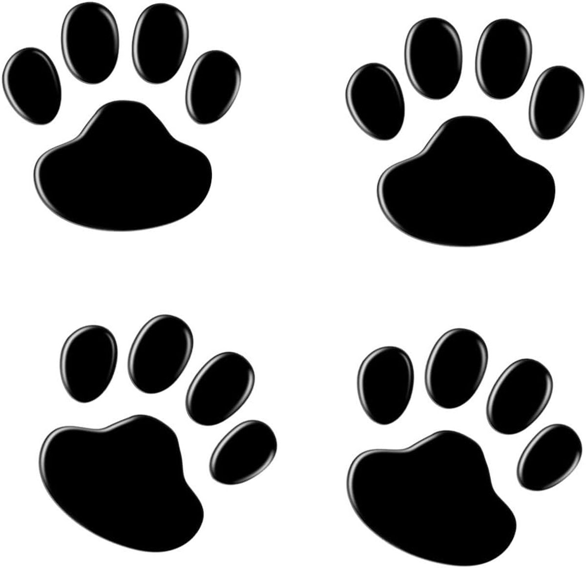 SnelShoppen - Black 3D Chrome Hondenpoot Sticker Auto Embleem Decoratie - 4 Stuks - 6x6cm - Weerbestendig - UV Bestendig - Sterke Hechting