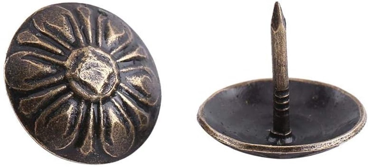 SnelShoppen - 100 Stuks Vintage Meubelnagels Bronzen Decoratieve Nagels Antieke Tack Studs voor Meubels, Sofa, Schoenen, Deuren, 16x15mm