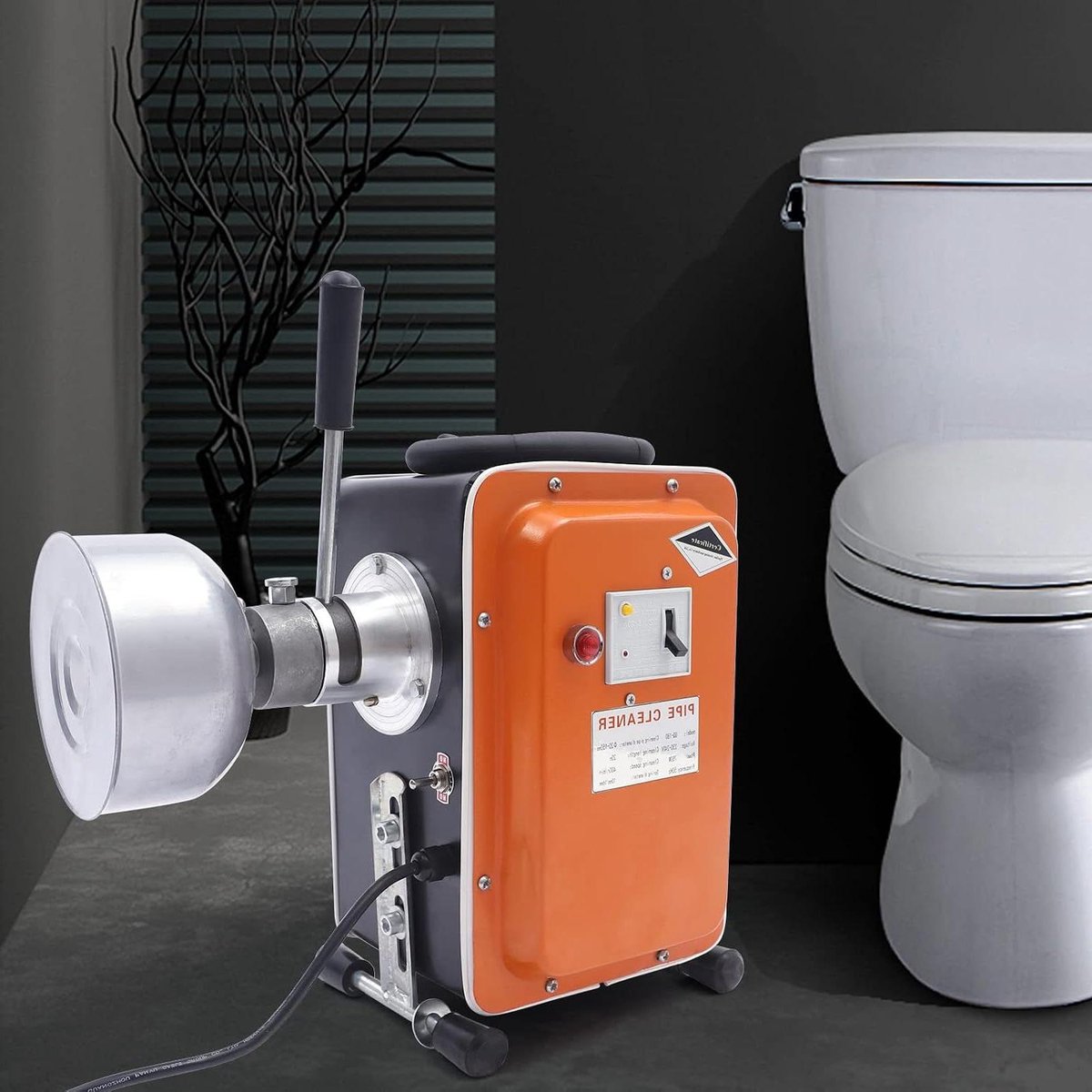 Elektrische Buisreiniger - Afvoerreiniger Spiraal - Verstopte Afvoeren Ontstoppen - Krachtige 750W Motor - 20 Meter Spiraal - Oranje Zwart