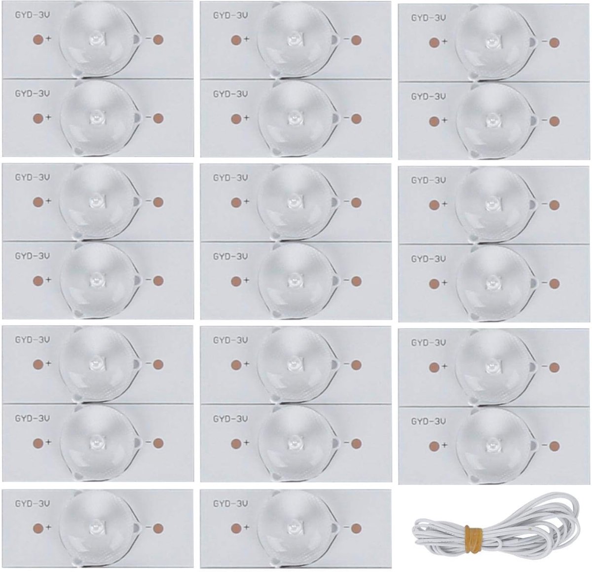 SnelShoppen - 20PCS 3V SMD Lamp Beads met Glasvezelplaat en Concaaf Lens voor LED TV Reparatie en DIY LED Paneelverlichting