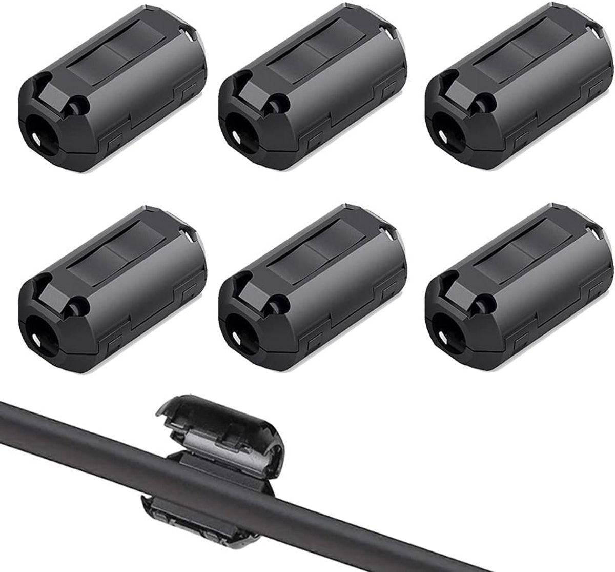 6pcs 13mm Black Ferrite Ring Core, Cable Clip, Noise Reduction, RFI EMI, Anti-Interference, High Frequency Filter - ShopVlot