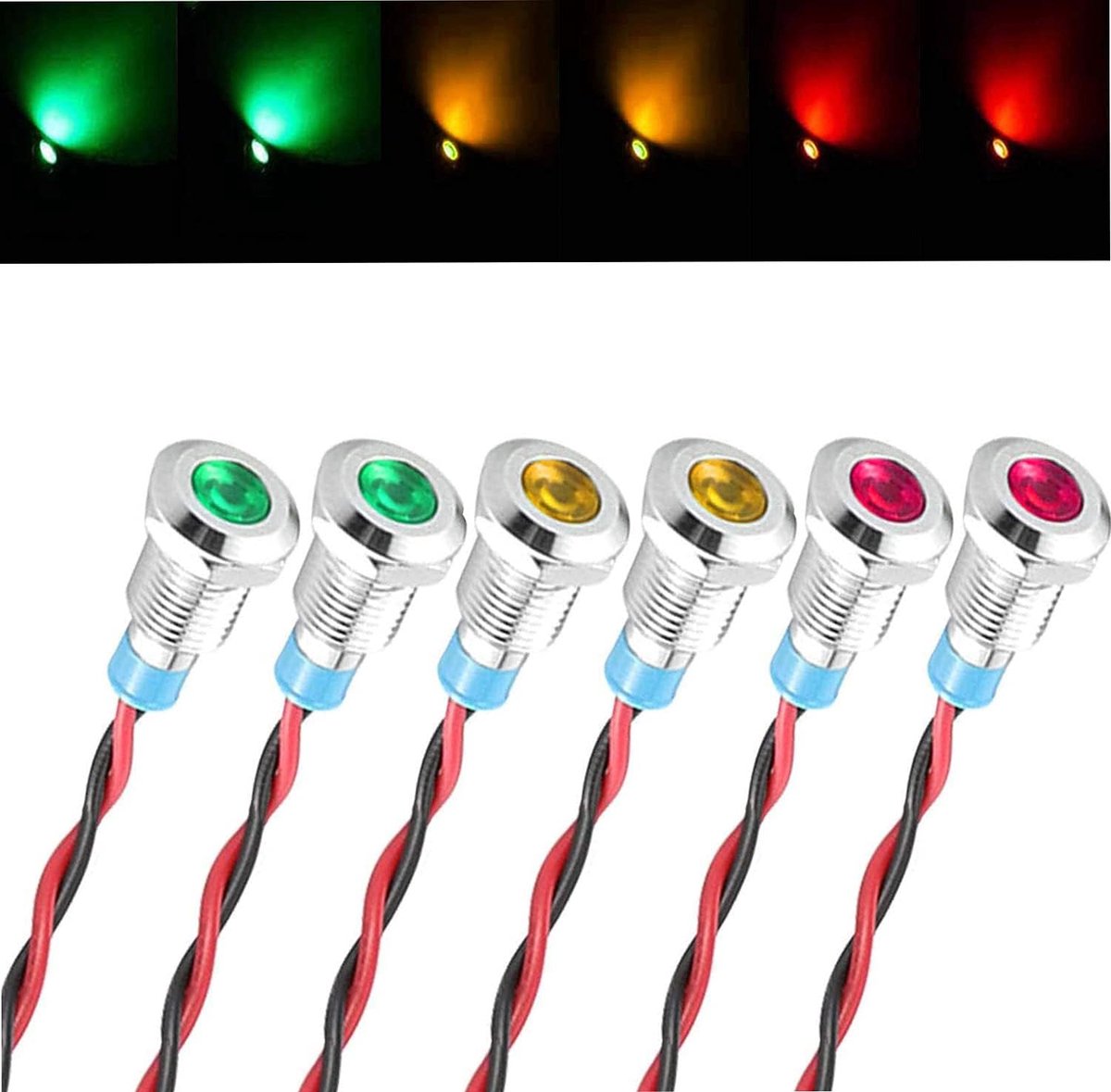 GUUZI 6pcs 220V-230V AC 8mm LED Panel Pilot Dash Warning Light Indicator Lamp Pilot Dash Lamps Directional - ShopVlot