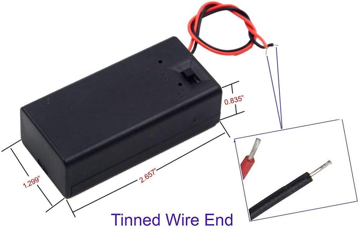 SnelShoppen - 6 Stuks 9 Volt Batterij Houder met Schakelaar, 9V Batterijhouder met Schakelaar, Stevige Plastic en Metaal, Bare Draden, Ideaal voor Hob