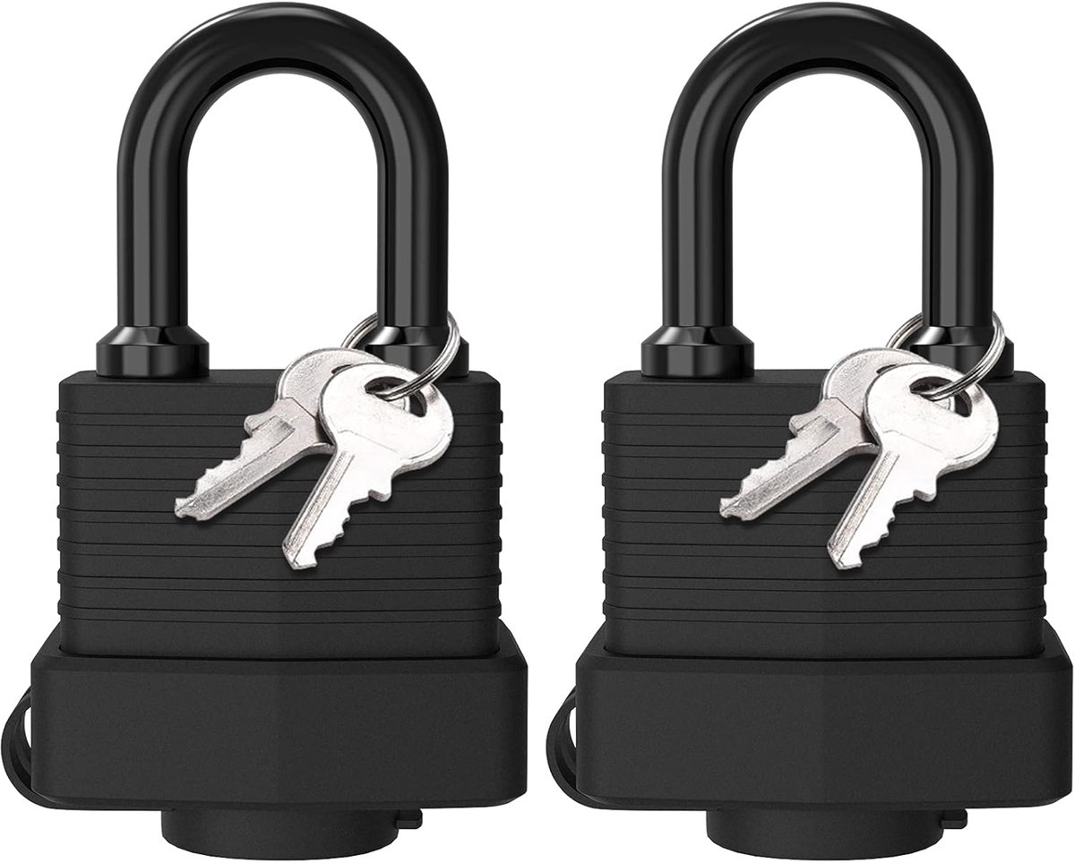 SnelShoppen - Weerbestendige Hangslot Set van 2 Stuks, Gelamineerd, Slagvast, Duurzaam, Waterdicht, Met Sleutels, Ideaal voor Tuin, Schuur, Garage en