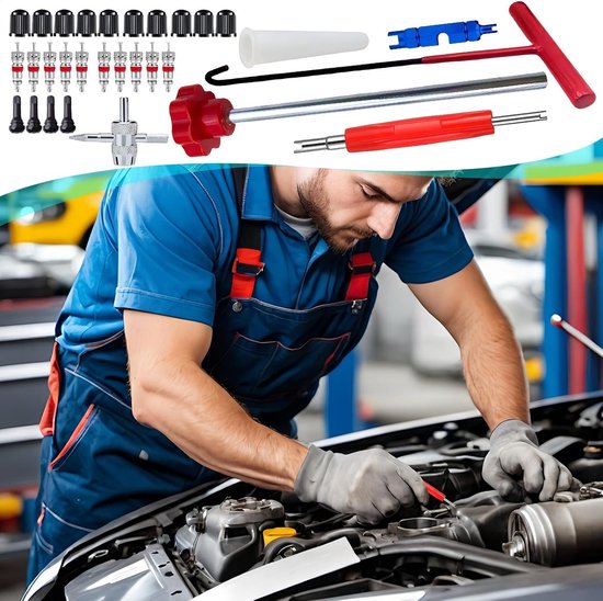 Bandenreparatie Set - Ventiel Gereedschap Auto - Banden Onderhoud - 30-Delige Kit - Niet Gespecificeerd - Rood — afbeelding 5