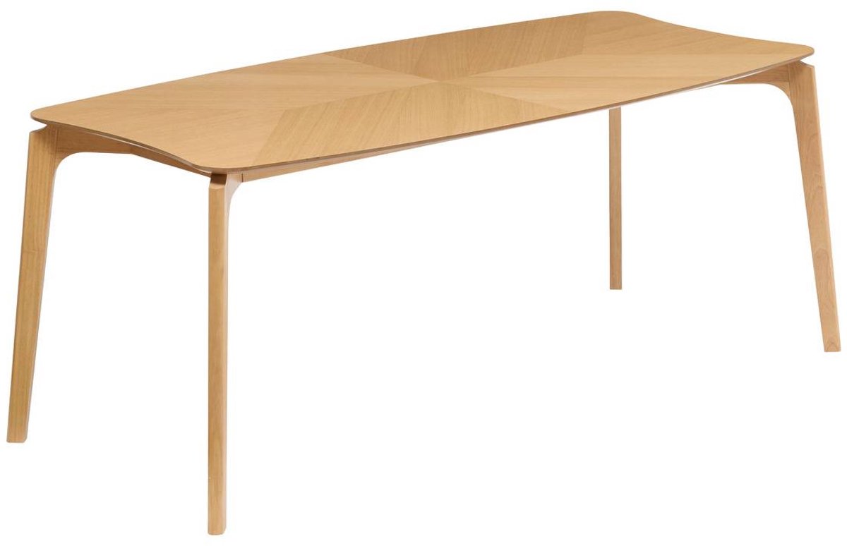 Eettafel voor 8 personen met eikenfineer en massief rubberhout onderstel ILONA